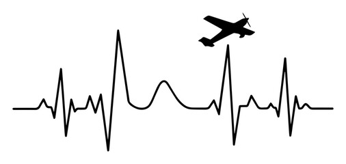 airplane flight heartbeat ecg line vector illustration © Aisha Kudorova