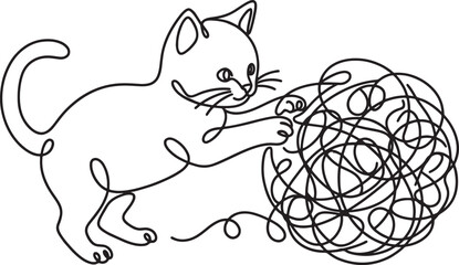 cat playing with ball of yarn toy © Sumon90cs