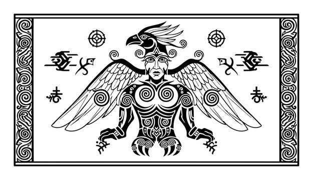 ancient celtic mythological winged creature tribal vector