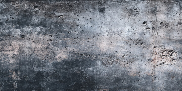 A rough weathered old stone wall texture with a dark gray grungy surface makes an antique vintage background backdrop