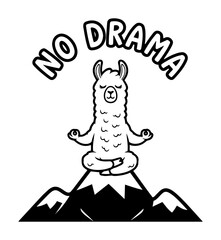 Fototapeta premium no drama llama meditating on a mountain funny cartoon vector