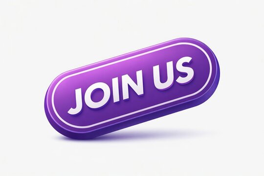 Purple pill-shaped join us button with white text