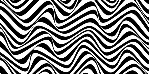 Obraz premium Abstract black and white wave pattern background. Elegant abstract geometric pattern for various design purposes. Black Abstract Curve Lines simple.