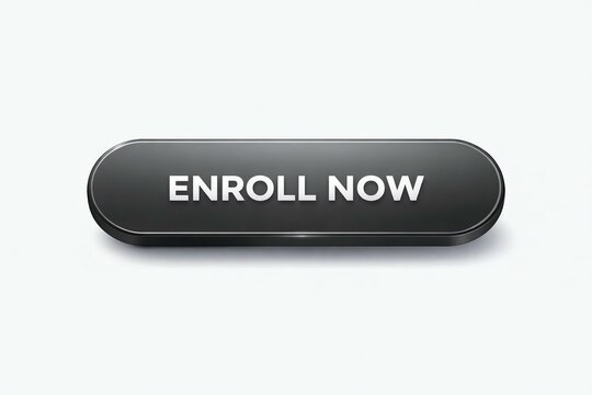 Modern black enroll now button with white text