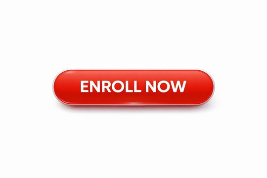 Red pill-shaped enroll now button with white text
