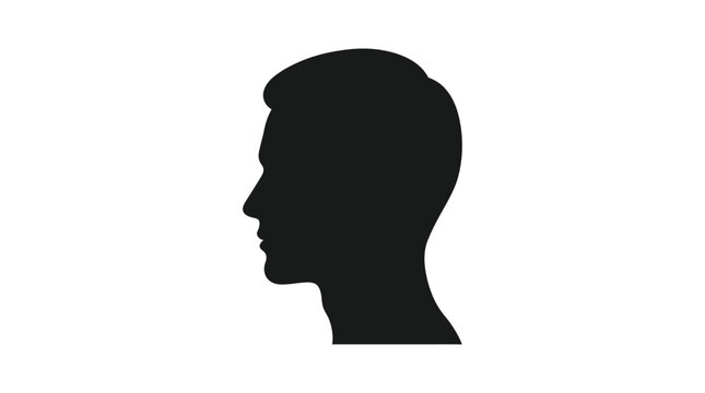 Male head profile silhouette against a white background simple black shape silhouette