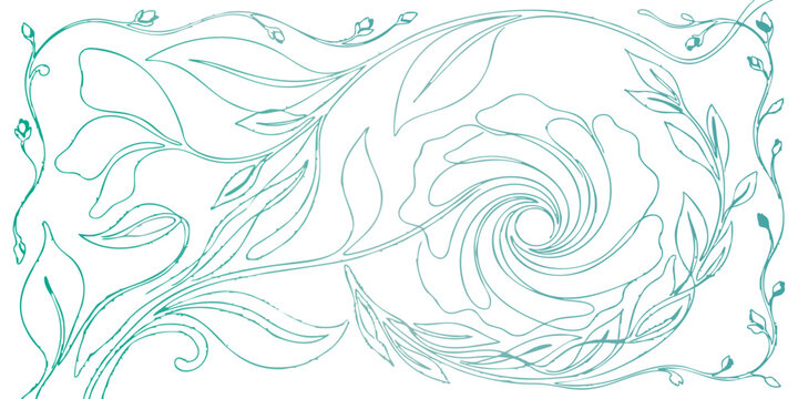 Seamless vector illustration of an abstract blue floral background with wave patterns and water splash decorations