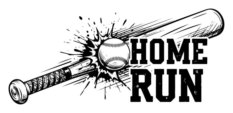 baseball bat hitting ball home run grunge vector
