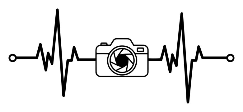 photography heartbeat camera ecg line passion vector icon