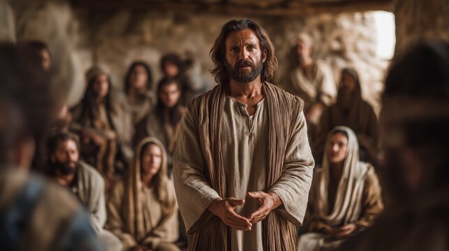 As early believers gather in a simple home, Paul teaches the message of Christ with calm conviction, bringing hope and understanding to every listener.
