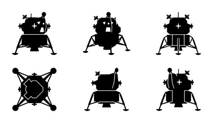 Lunar Lander Vector Icons, Space Exploration Silhouettes, Sci-Fi Craft Set, Astronaut Mission Graphics © Mahmuda