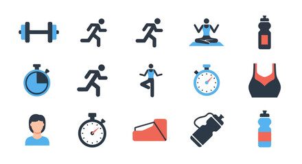 Fototapeta premium Fitness and wellness icon set