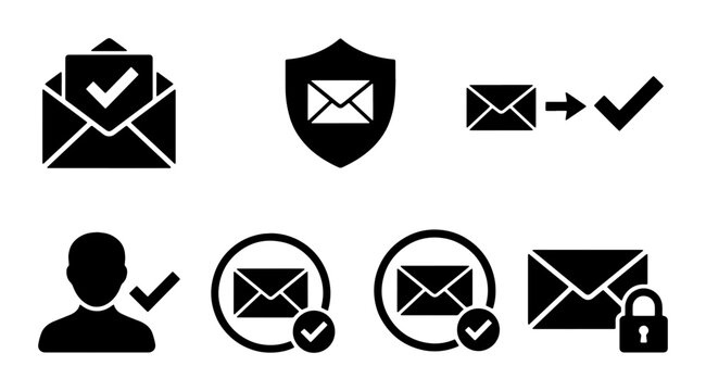Email Security Icons: Secure Messaging, Verified Delivery, and Privacy Symbols for Digital Communication