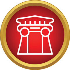 Fototapeta premium Column capital silhouette illustrating historical architecture within a red circle