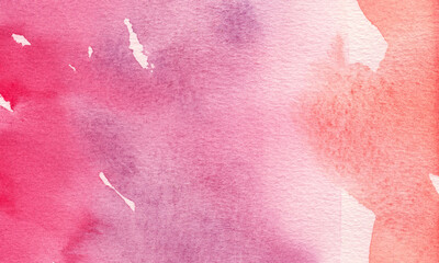 Fototapeta premium Abstract pink coral watercolor background on textured paper