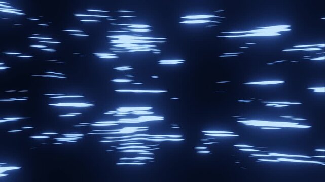 Blue neon glowing horizontal speed lines warp animation on dark background