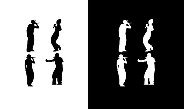 musician plays guitar silhouette vector illustration, music, song, singing man silhouette vector illustration, guitar silhouette, boy, man standing silhouette, fun, love, black, art, design, 