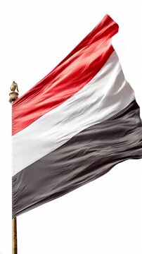 yemen yemeni flag waving on white background