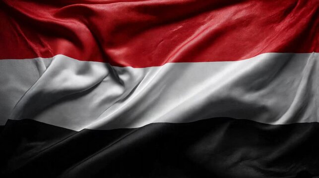yemeni flag waving in the wind. yemen