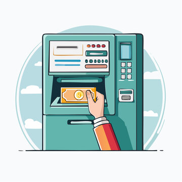 Hand inserting money into ATM machine