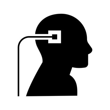 Electric shock therapy icon. Healthcare and physiotherapy filled symbol. Black and white.
