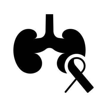 Kidney cancer icon. Healthcare and oncology filled symbol. Black and white.