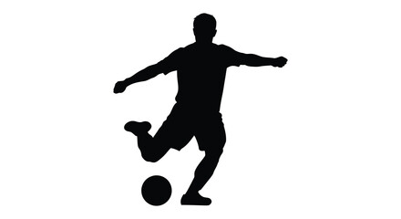 Obraz premium Man kicking soccer ball dynamic pose black silhouette