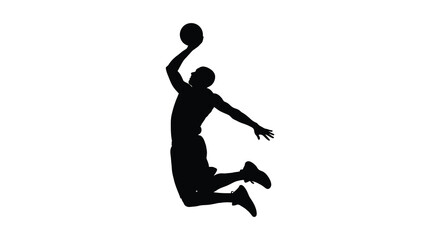 Obraz premium Basketball player jumping for shot black silhouette