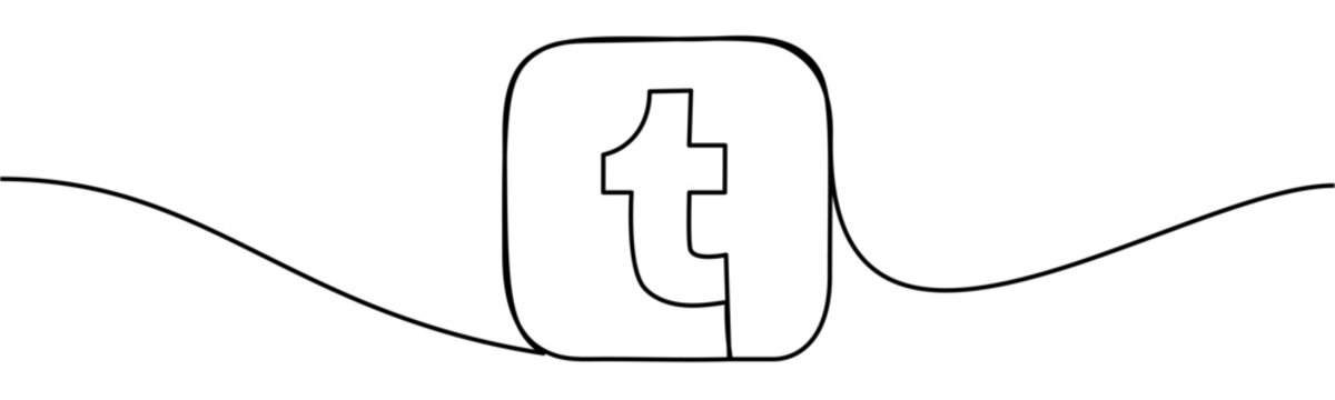 Tumblr mobile app icon in continuous line style, isolated on transparent background, vector illustration. Tumblr is a microblogging and social networking website