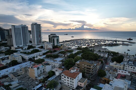 Aerial View of Santa Marta Marina and Caribbean Coast Colombia