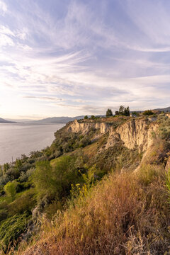 Penticton Okanagan Lake Silt Cliffs Landscape With Scenic Views And Nature Trails In British Columbia
