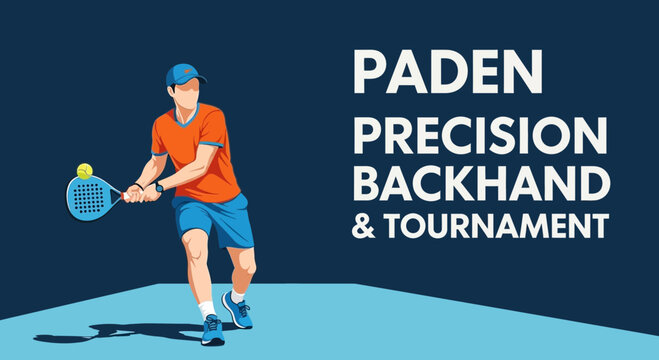 Dynamic Padel Player Performing a Backhand Stroke During a Tournament Game