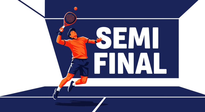 Dynamic Padel Player Performing a Serve During the Semi-Finals Match Competition Event