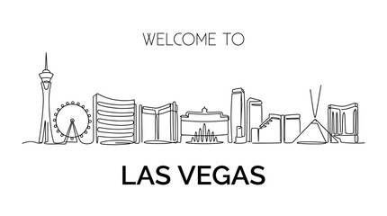 Naklejka premium Las Vegas Skyline: Minimalist Line Art on White Background