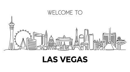 Fototapeta premium Las Vegas Skyline: Minimalist Line Art on White