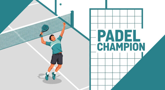 Dynamic Padel Player Performing a Smash, Captivating Sport Illustration