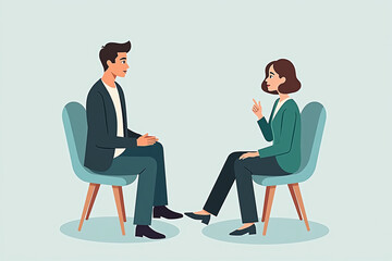 Obraz premium Compassionate Therapist Engaging in Deep Conversation with Client in Cozy Office Setting, Fostering Emotional Healing and Growth