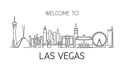 Fototapeta premium Las Vegas Skyline Drawn Silhouette - Minimalistic Cityscape
