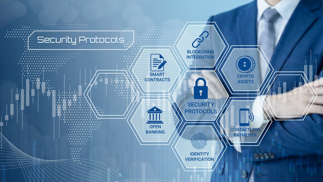 Modern financial security protocols featuring blockchain integration smart contracts and crypto assets technology