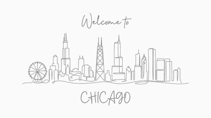 Obraz premium Chicago Skyline Silhouette - Welcome to Chicago