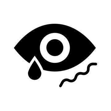 Dry eye icon. Healthcare and ophthalmology filled symbol. Black and white.