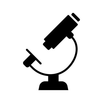 Lab microscope icon. Science and laboratory equipment filled symbol. Black and white.