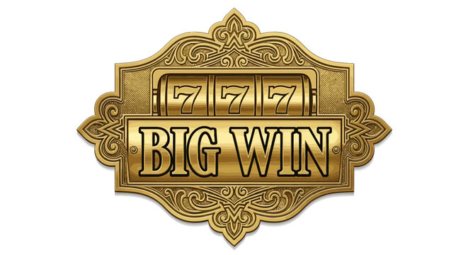 Golden casino winning emblem design.