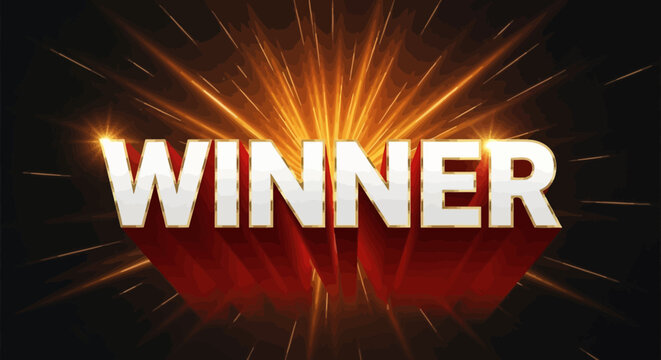Winner Text with Dynamic Burst Background