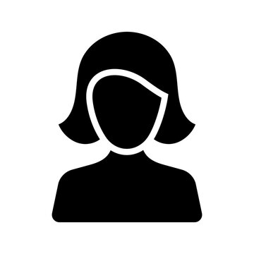 Woman icon icon. People and gender filled symbol. Black and white.