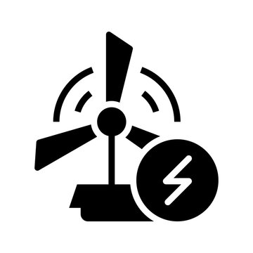 Wind turbine icon. Industry and wind power filled symbol. Black and white.