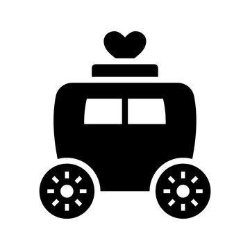 Wedding carriage icon. Events and wedding filled symbol. Black and white.