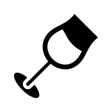 Wine glass icon. Food and wine filled symbol. Black and white.