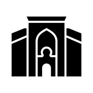 Uae architecture icon. Architecture and islamic architecture filled symbol. Black and white.