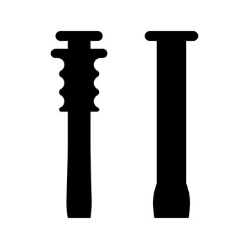 Wood chisel icon. Industry and woodworking tools filled symbol. Black and white.